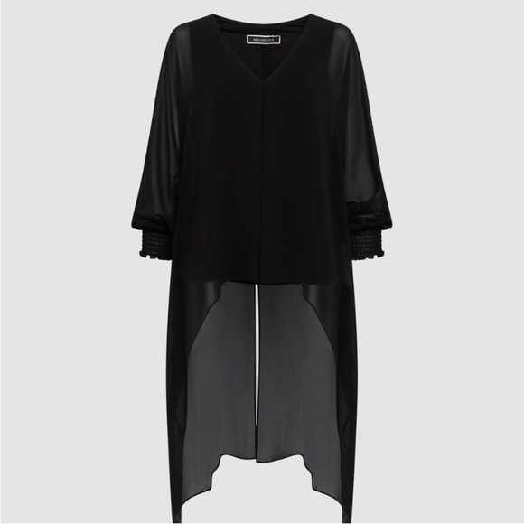 Melanie Lyne Tops - Melanie Lyne Elegant Black Sheer Layered Women's Top